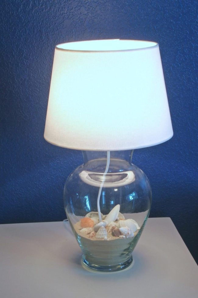 Coastal Glass Lamp With Shells