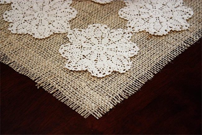 Dark Wood, Burlap, Lace