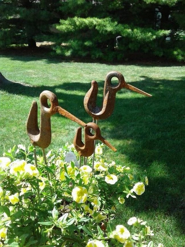 Rustic Metal Bird Sculptures