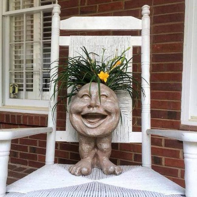 Ceramic Face Planters Green