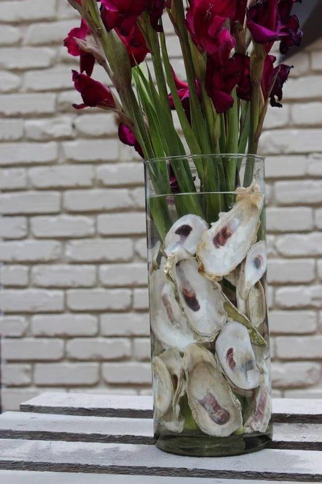 Oyster Shell Coastal Vase