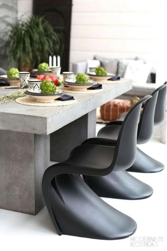 Gray Concrete Modern Dining