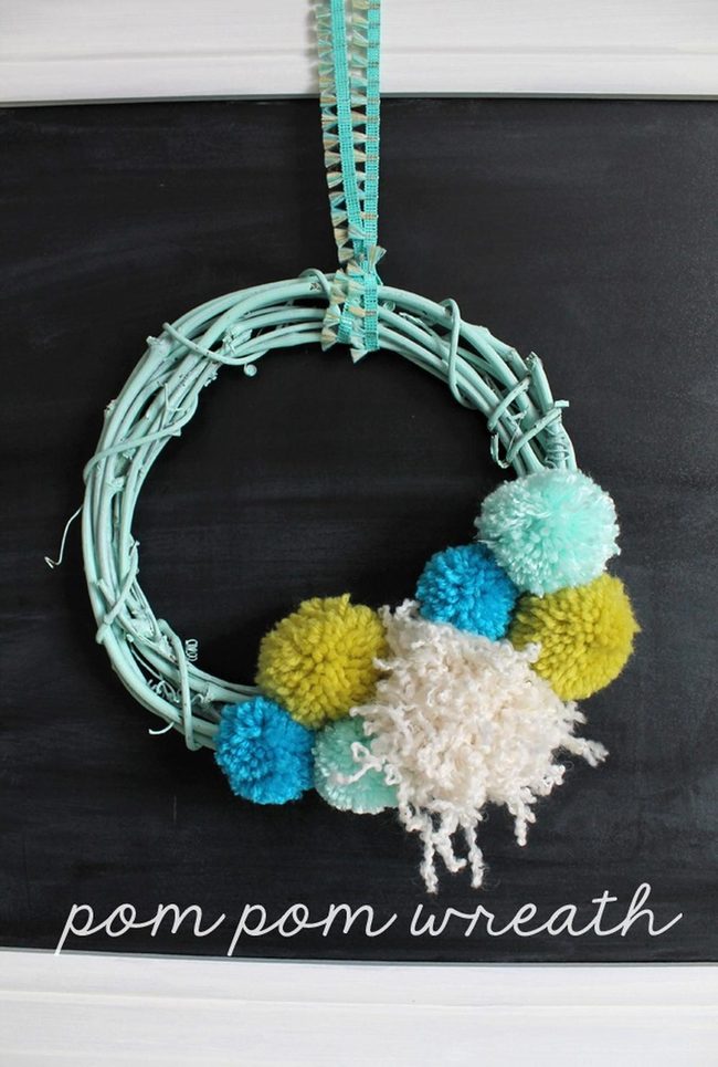Yarn Pom-Poms On Mint Twigs
