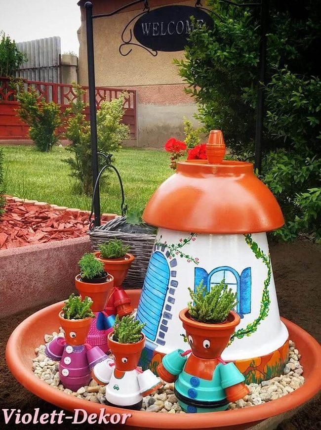 Clay Pot Family Around House