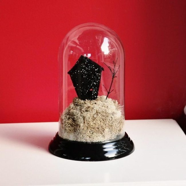 Black House Snow Globe Miniature