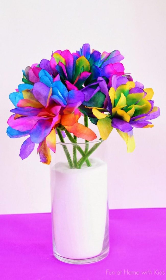Rainbow Petals In Clear Glass