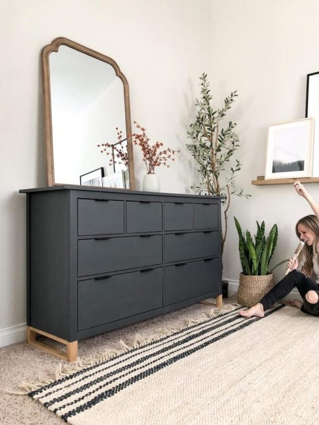 Dark Painted Hemnes Dresser Industrial Legs