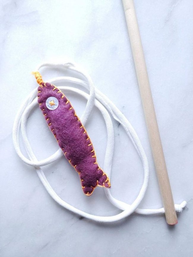 Purple Felt Fish, Orange Stitching