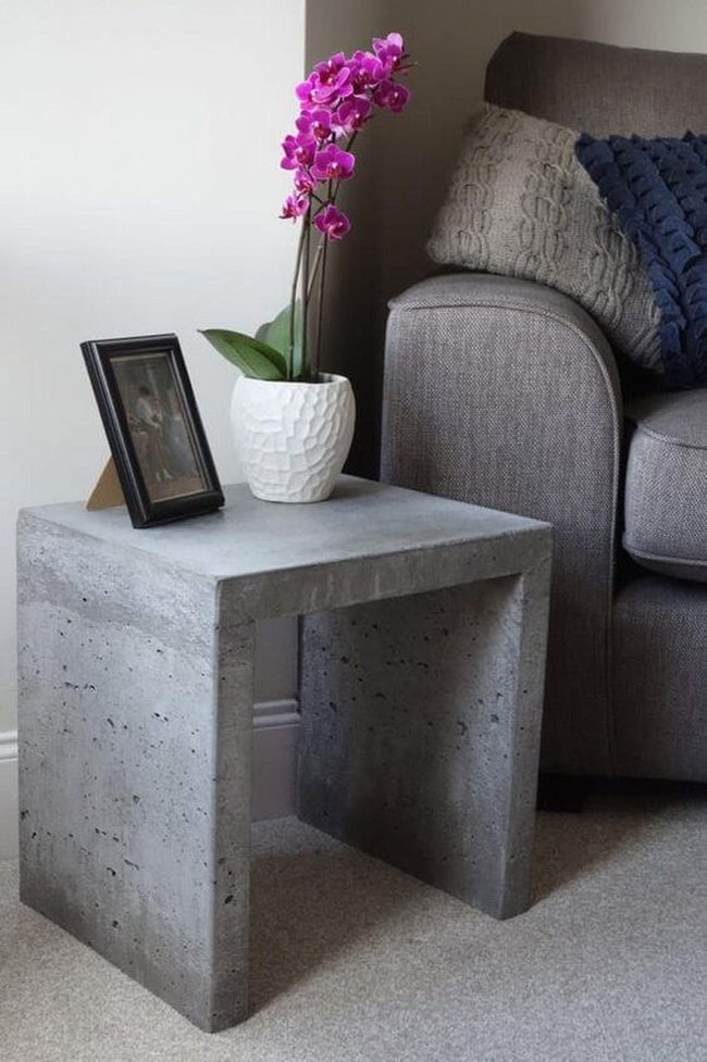 Concrete Grey Industrial Side Table