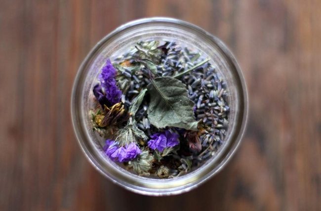 Purple Lavender In Glass