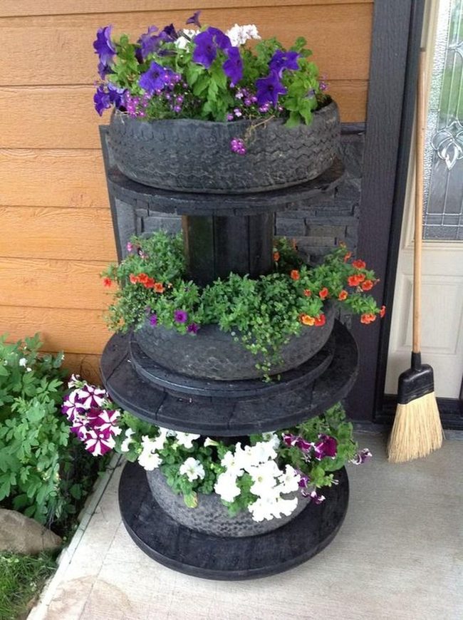 Recycled Tiered Planter Tower