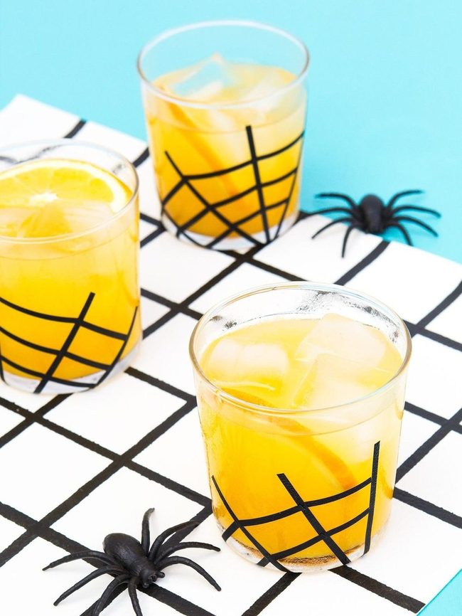 Orange Cocktails Black Grid Modern