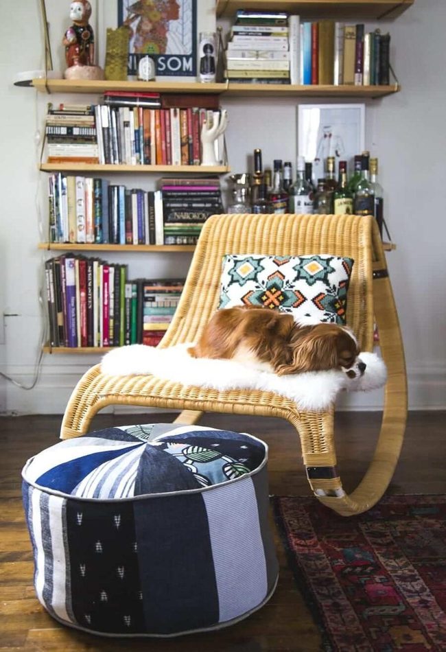 Patchwork Denim Pouf