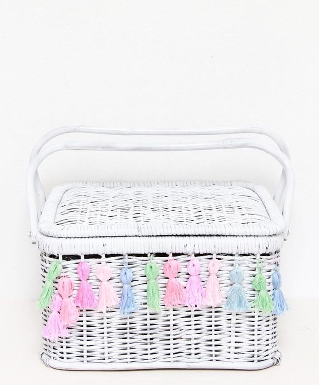 White Wicker With Colorful Tassels