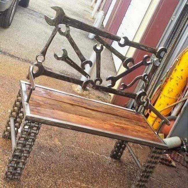 Wrench And Chain Garden Bench
