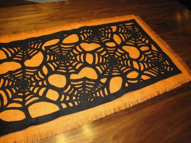 Orange Spiderweb Woven Rug