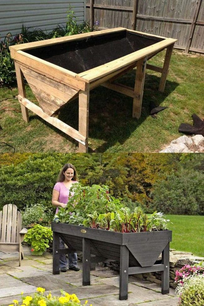 Raised Wood Planter Box
