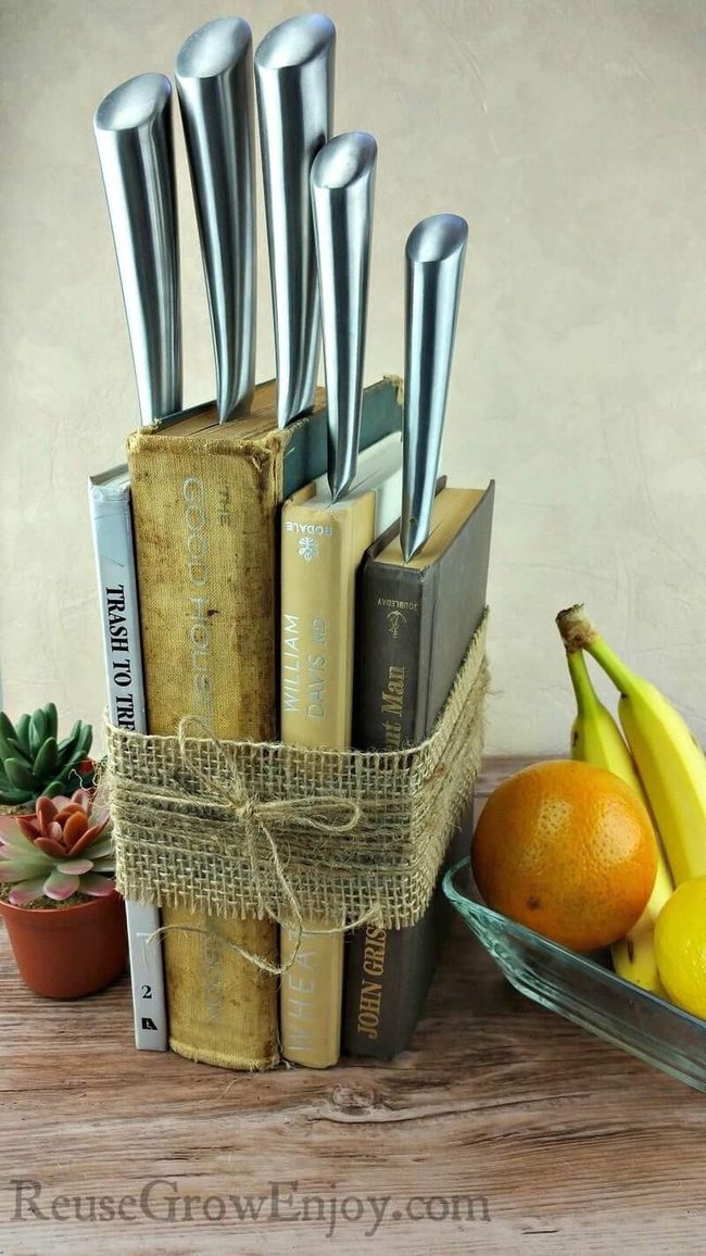 Stacked Books Knife Holder