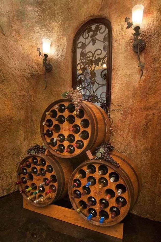 Wine Barrel Bottle Display