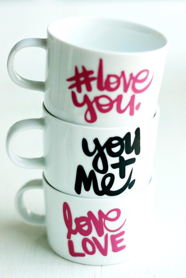 White Ceramic Love Mugs