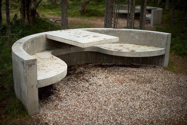 Grey Concrete Gathering Bench