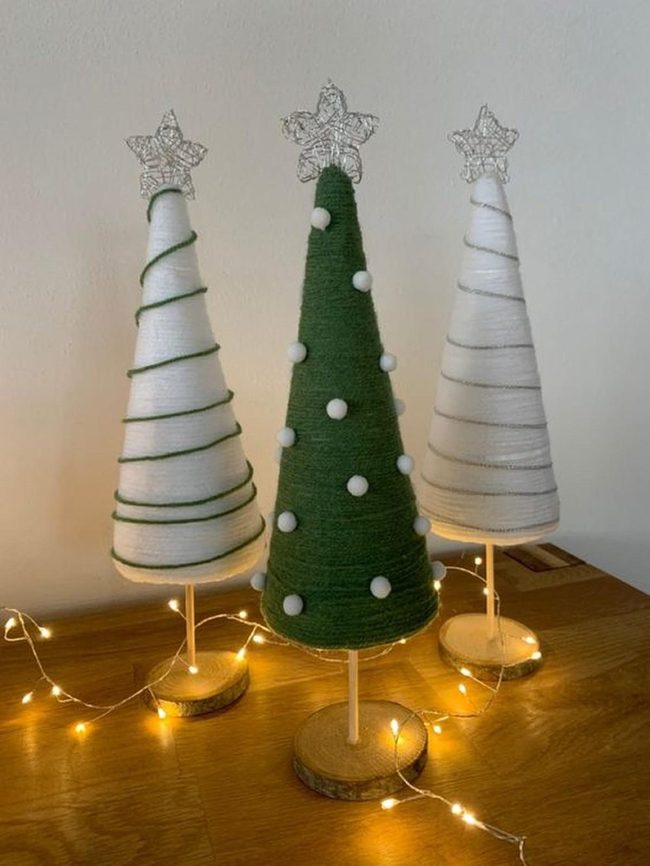 Yarn-Wrapped Trees With Wire Stars