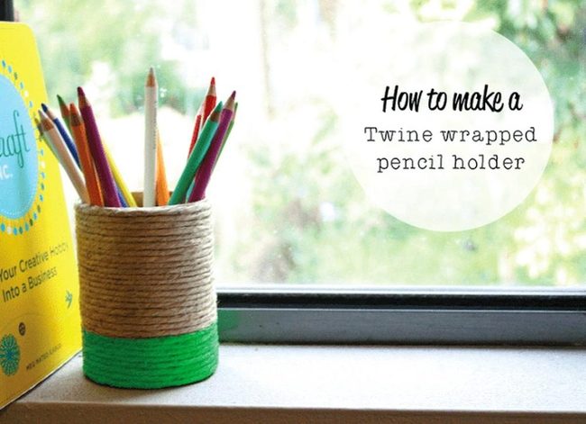 Twine-Wrapped Pencil Holder