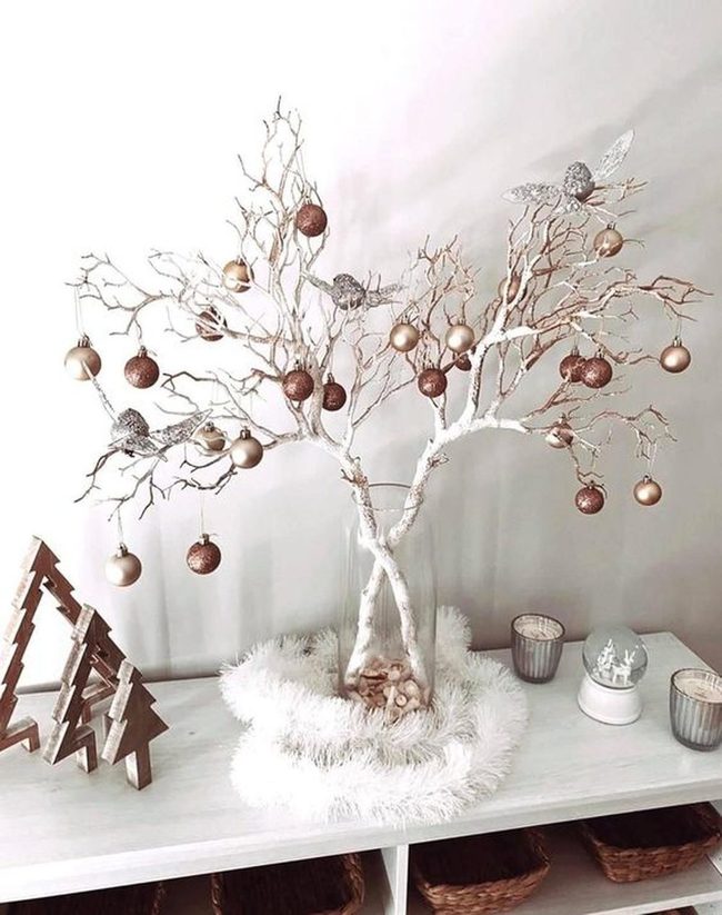 White Branches With Bronze Ornaments