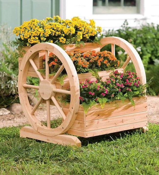 Wooden Tiered Plant Cart