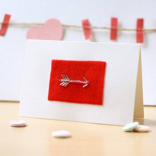 Red Felt Valentine With Silver Accents