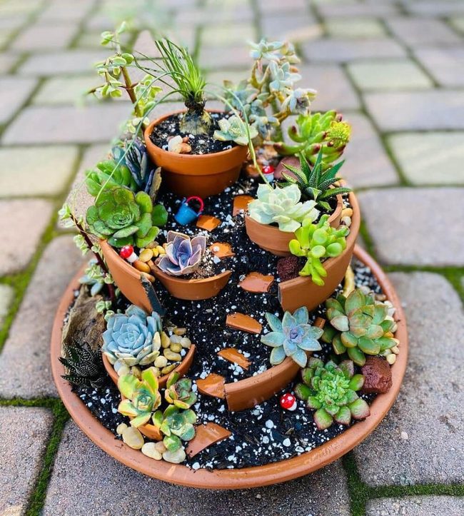 Terracotta Stacked Succulent Garden