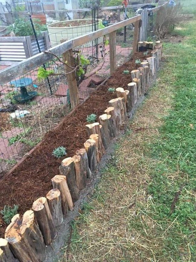 Stacked Log Garden Border