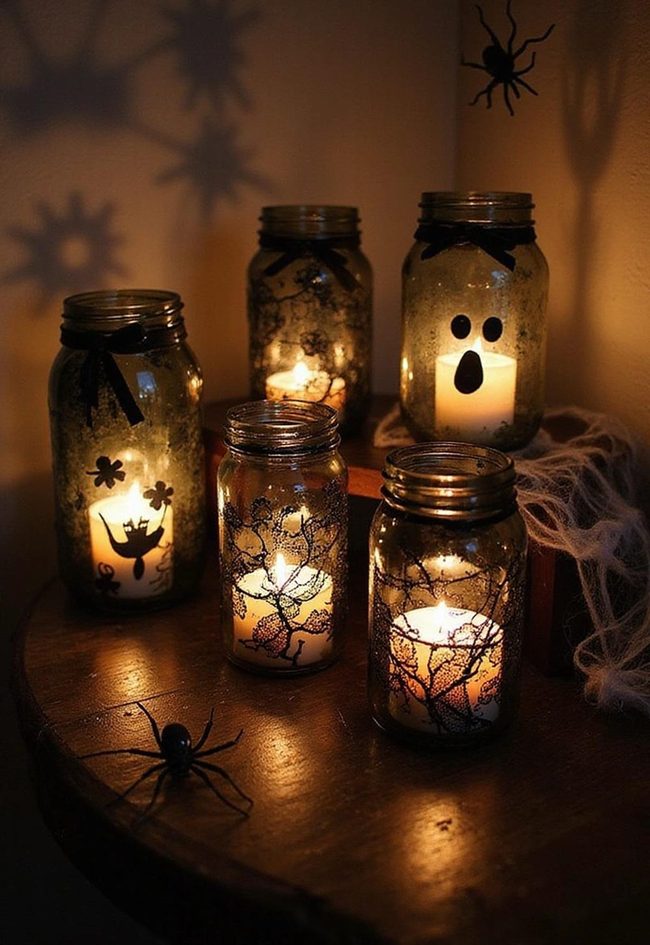 Black Lace Glass Jar Candles