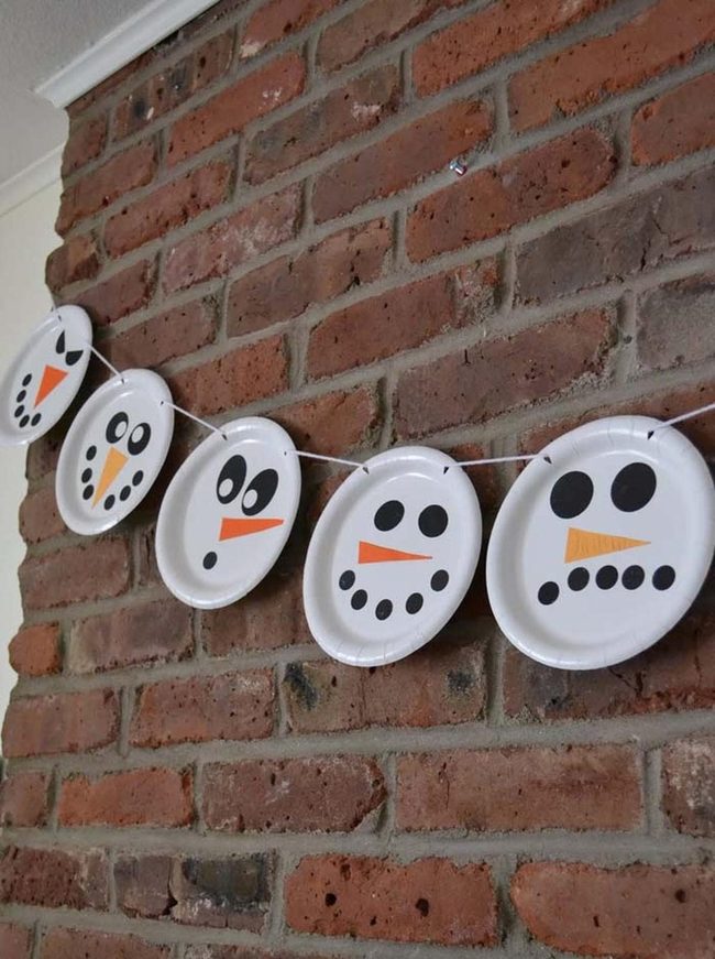Paper Plate Snowman Garland