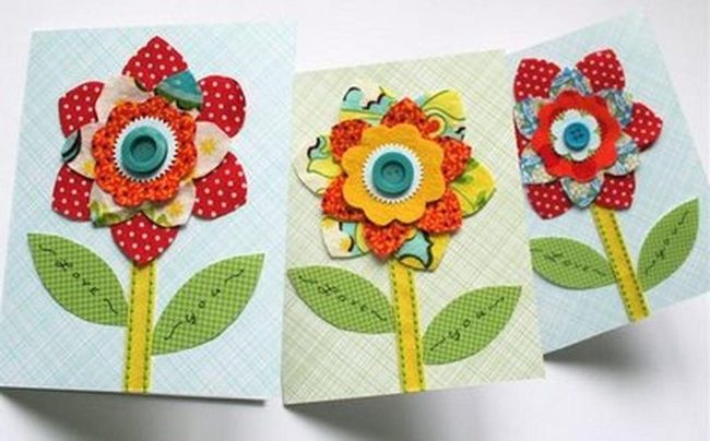 Patterned Fabric Flowers With Button Centers