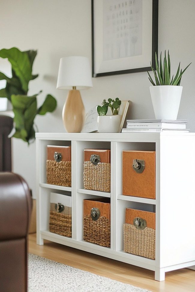 Brass Knobs Transform Plain Shelving