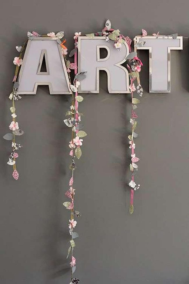 Gray Wall Floral Typography