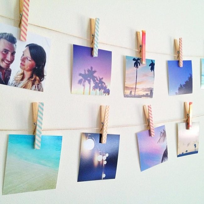 Pastel Clothespin Photo Wall
