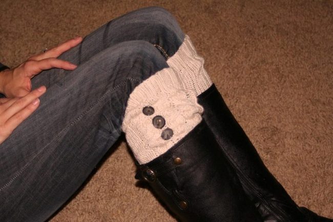 Black Leather Boots With Knit Layers