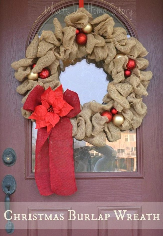 Burlap Red Ornament Wreath