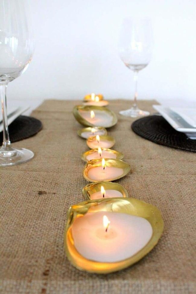 Gilded Seashell Candles