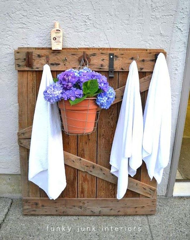 Weathered Wood Poolside Towel Hooks