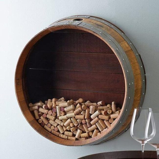 Aged Oak Wine Barrel Storage