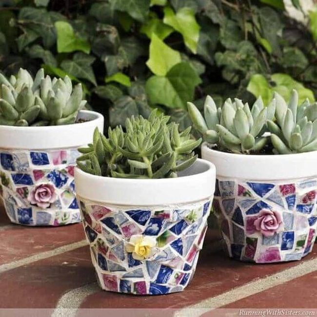 Colorful Tile Garden Containers