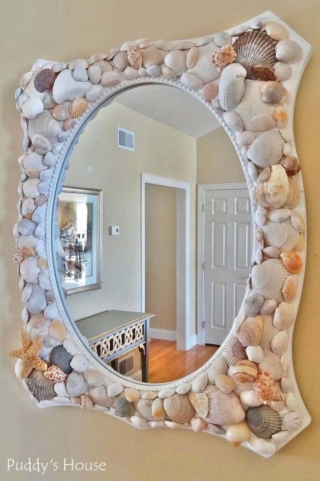 Sun-Bleached Shells Coastal Mirror