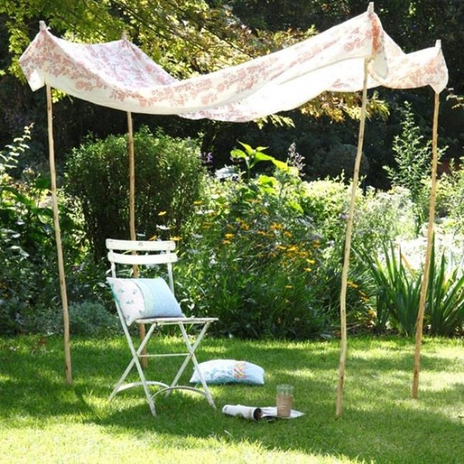 Shaded Reading Nook Among Flowers