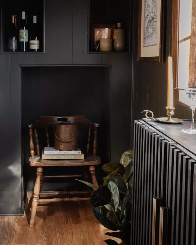 Dark Grey Art Deco Drinks Cabinet