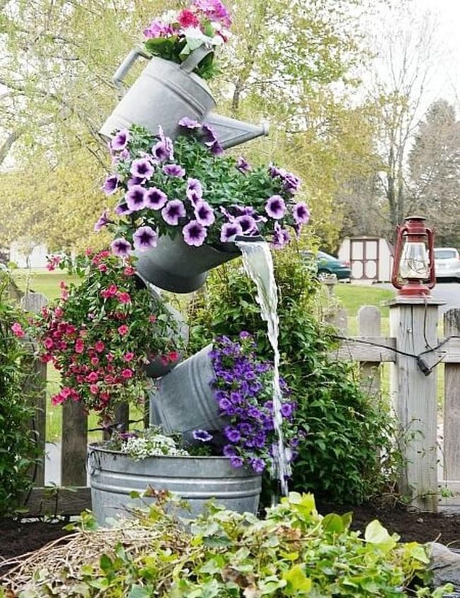 Cascading Blooms Metal Fountain