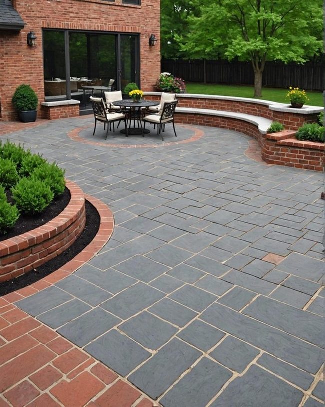 Concrete and Brick Border Design
