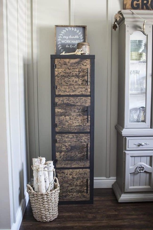 Distressed Maple Door Kallax Cabinet
